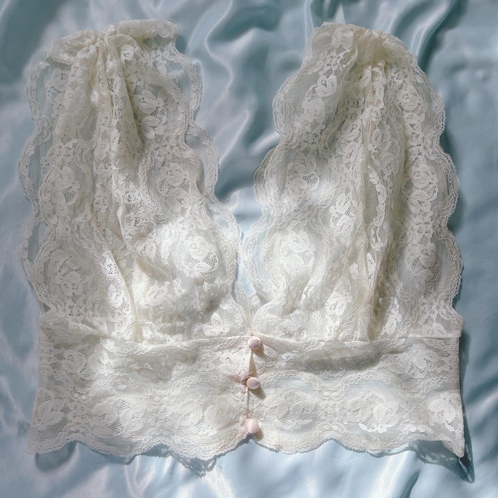 Vintage Lily of France Lace Button-Front Bralette M